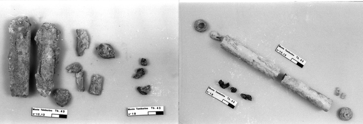 conocchia in osso e fibula in ferro